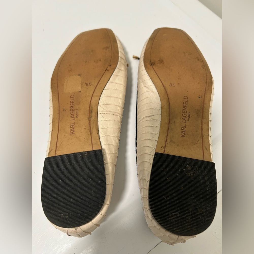 Karl Lagerfeld Ballet Flats Cream Black Size 8.5 - Picture 7 of 13